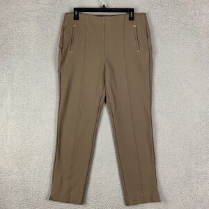 Chico's Juliet Pants Womens 1.5 US 10 Tan Brown Stretch Pull On Ankle Tapered